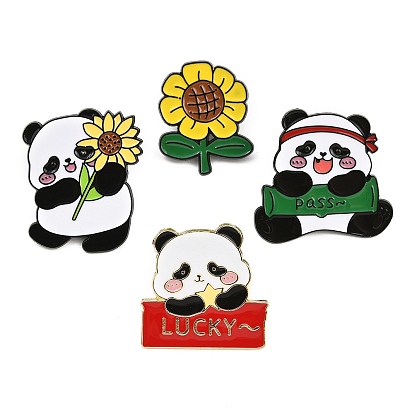 Panda/Sunflower Enamel Pins, Alloy Lapel Pin Backs for Backpack Clothes