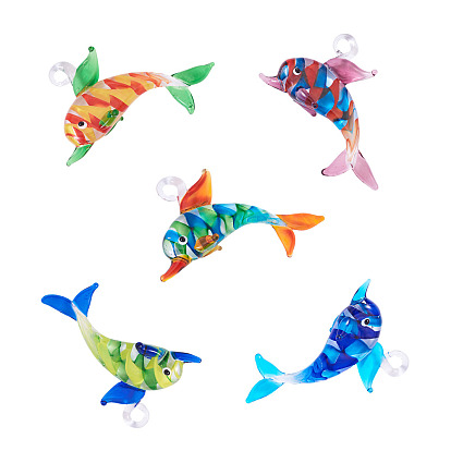 5 шт. 5 цветов большие подвески ручной работы в технике лэмпворк, прелести дельфинов