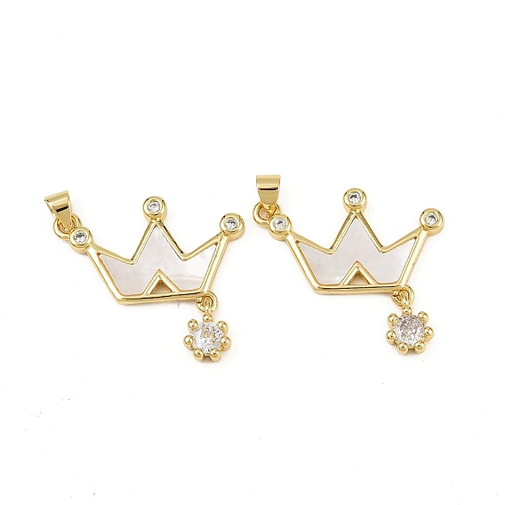 Латунные микро проложить кубического циркония подвески, корона с цветочными подвесками, с естественной оболочке, без кадмия и без свинца, стойки покрытие, долговечный