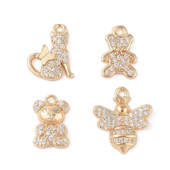 Латунь с прозрачными подвесками из циркония, разнообразные, золотые