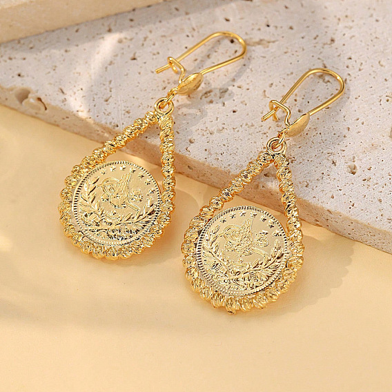 Серьги-кольца из латуни в форме капли