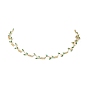 Brass Micro Pave Cubic Zirconia Links Necklaces for Women, Leafy Vine Choker Necklaces