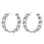 Bohemian Geometric Cutout Earrings with Chain Tassel and Metal Hoops