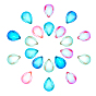 20Pcs Transparent K9 Glass Cabochons, Flat Back, Teardrop