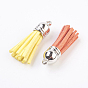 Faux Suede Cord Tassel Pendants, with Plastic Findings