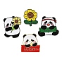 Panda/Sunflower Enamel Pins, Alloy Lapel Pin Backs for Backpack Clothes