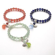 Pulseras de moda con cuentas de cuentas de acrílico, con granos de la aleación del estilo tibetano, ángel encantador vestido de novia cuelga