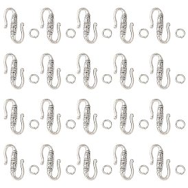 Tibetischen Stil Legierung S-Haken Schnallen, mit Messing-Ringe springen, cadmiumfrei und bleifrei