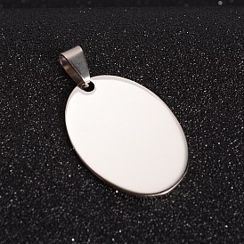 201 Stainless Steel Stamping Blank Tag  Pendants, Oval,  35x25x1.5mm, Hole: 4x9mm