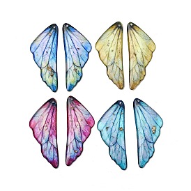 2шт. подвески из прозрачной эпоксидной смолы, крыло, золотой фольгой