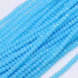 Imitation Jade Glass Rondelle Beads Strands, Faceted, 3x2mm, Hole: 1mm, about 138pcs/strand, 12.9 inch