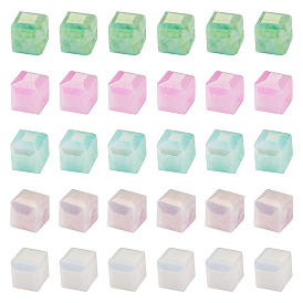 50шт 5 цвета гальванизированные непрозрачные стеклянные бусины, кубические, граненые