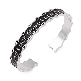 Bracelets porte-bonheur en alliage de zinc et émail noir pour femmes, manchette ouverte