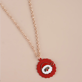 Cartoon Santa Claus Pendant Necklace - Festive Fashion Jewelry Gift