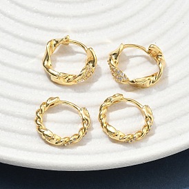 Латунные серьги-кольца из прозрачного кубического циркония, твист кольцо