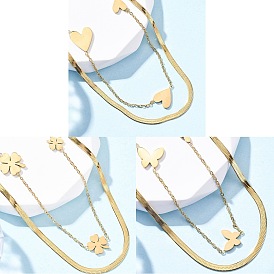 304 ожерелья из двухслойной цепочки из нержавеющей стали, ионное покрытие (ip), реальный 18 k позолоченный