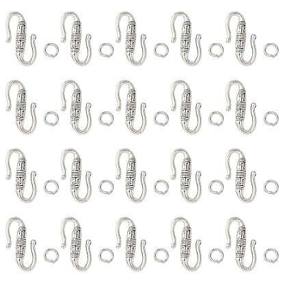 Tibetischen Stil Legierung S-Haken Schnallen, mit Messing-Ringe springen, cadmiumfrei und bleifrei