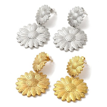 304 серьги-гвоздики из нержавеющей стали, подсолнечник