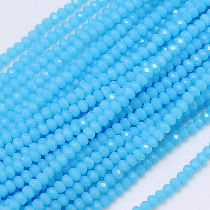 Imitation Jade Glass Rondelle Beads Strands, Faceted, 3x2mm, Hole: 1mm, about 138pcs/strand, 12.9 inch