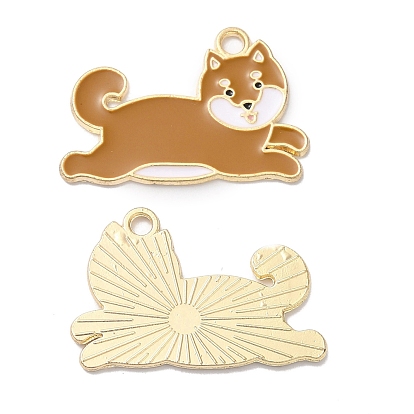 Alloy Enamel Pendants, Golden, Dog Charm