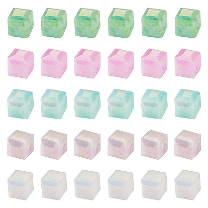 50шт 5 цвета гальванизированные непрозрачные стеклянные бусины, кубические, граненые