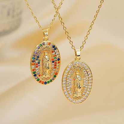 Ретро латунные подвески с кубическим цирконием в виде ожерелий с изображением святой девы марии, идеальный подарок на каждый день и для вечеринок, золотые