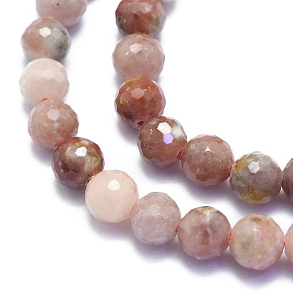 Natural Plum Blossom Jade Beads Strands, Round, Faceted(128 Facets)