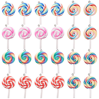 Handmade Polymer Clay Big Pendants, Lollipop