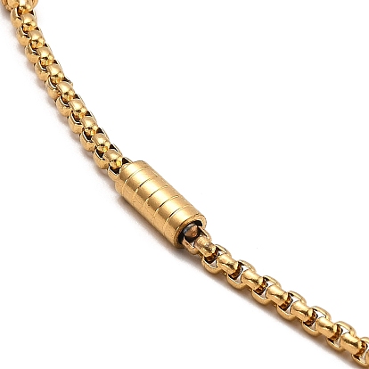 Vacuum Plating 304 Stainless Steel Column Beaded Link Chain Necklace, Box Chains Necklace