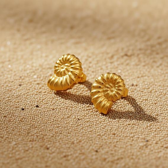 Élégantes 304 boucles d'oreilles à tige en acier inoxydable en forme de coquillage