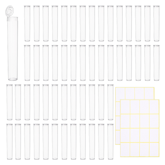 50шт. полипропиленовые пластиковые трубки для хранения, колонка, с 2 листами прямоугольной бумаги, на которых можно писать, пустые наклейки