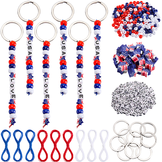 DIY Jewelry Making Kits, including 304 Stainless Steel Split Key Rings, Waxed Polyester Cords, Acrylic & Plastic & Handmade Polymer ClayBeads