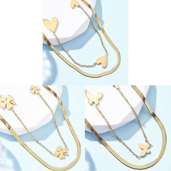 304 ожерелья из двухслойной цепочки из нержавеющей стали, ионное покрытие (ip), реальный 18 k позолоченный