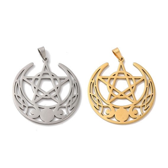 304 подвески из нержавеющей стали, лазерная резка, тройная луна со звездным шармом