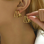 304 Stainless Steel Rectangle Stud Earrings, Split Earrings