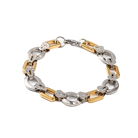 304 Stainless Steel Oval & Rectangle Link Chain Bracelets, with 201 Stainless Steeel Findings