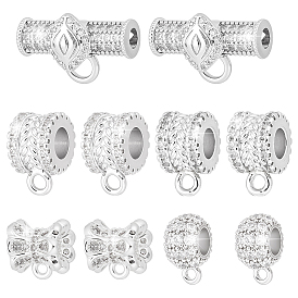 10 шт. 5 стили латунные микропаве кубические циркониевые трубчатые дужки, петля под залог, бейлы, кольцо, долговечный, стойки покрытие, без свинца и без кадмия