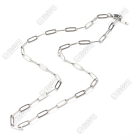 304 Stainless Steel Paperclip Chain Necklaces, with Alloy Lobster Claw Clasps