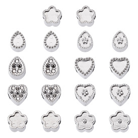 18 шт. 9 стили 304 европейские оправы из нержавеющей стали со стразами, цвет нержавеющей стали