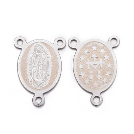 Ионное покрытие (ip) 304 звенья компонентов люстры из нержавеющей стали, 3 Разъемы петли, три звена петли, овальные с рисунками " virgin mary"