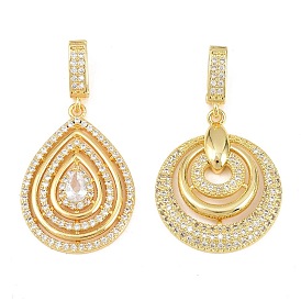 Латунные микропаве прозрачные подвески с фианитом, золотые