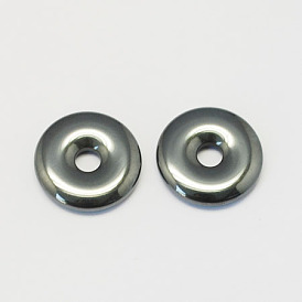 Non-magnetic Synthetic Hematite Pendants, Grade A, Donut/Pi Disc