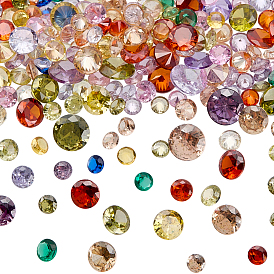 370шт 4 стили кубический цирконий кабошоны, класс А, граненые, алмаз