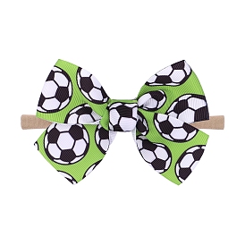 Football Pattern Bowknot Cloth Elastic Headbands, for Baby Girls