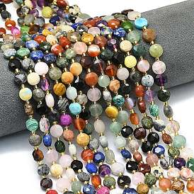 Натуральные и синтетические, смешанные драгоценный камень бисер пряди, граненый шестиугольный разрез, плоско-круглые, с бисером, смешанные окрашенные и неокрашенные