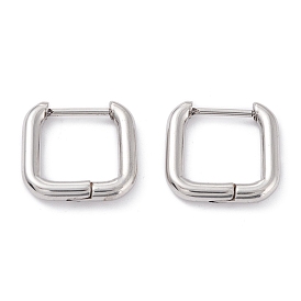 201 Stainless Steel Hoop Earrings, with 316 Surgical Stainless Steel Pin, Square
