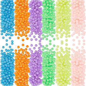 420Pcs 6 Colors Luminous Acrylic Beads, Glow in the Dark, Round