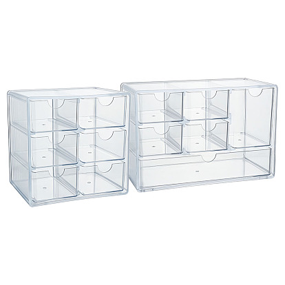 2 Stück 2 Stile Aufbewahrungsbox aus Kunststoff für den Schreibtisch, Rechteck