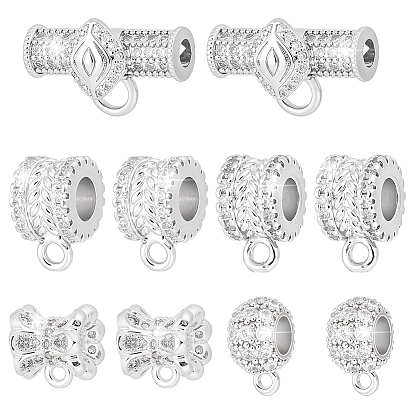 10 шт. 5 стили латунные микропаве кубические циркониевые трубчатые дужки, петля под залог, бейлы, кольцо, долговечный, стойки покрытие, без свинца и без кадмия