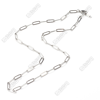 304 Stainless Steel Paperclip Chain Necklaces, with Alloy Lobster Claw Clasps